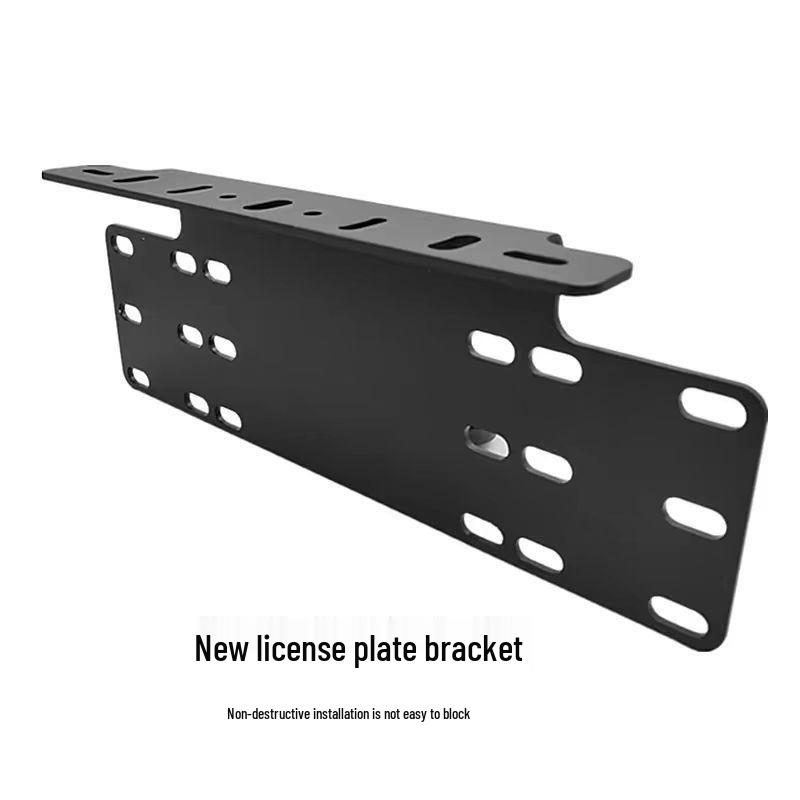 Universal Car License Plate Anti-Collision Bracket with LED Spotlight Mounting for Off-Road Front Bumper, 12V/24V.