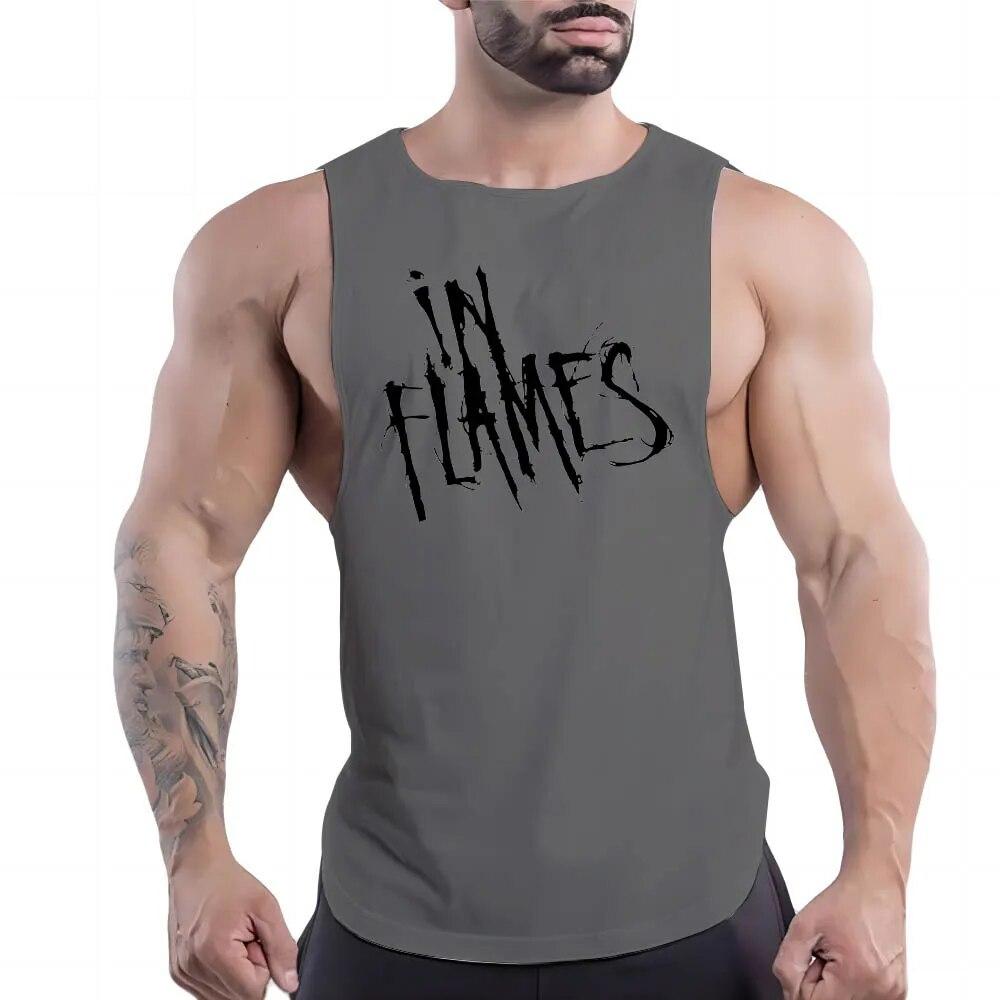 Summer Men'S Round Neck Fitness Vest English Letter Printed Men'S Outdoor Comfortable Breathable Lightweight Shirt Quick Dry