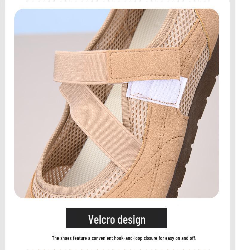 Zapatos Planos Mary Jane para Mujer Verano 2025 de Malla con Velcro - Zapatos Casuales Versátiles para Mamás