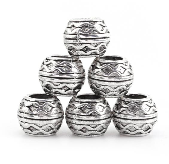 10pcs/lot Alloy Large Holes Beads Simple Pendant Charm Beads Fit DIY Original Bracelet Jewelry Making Accessories