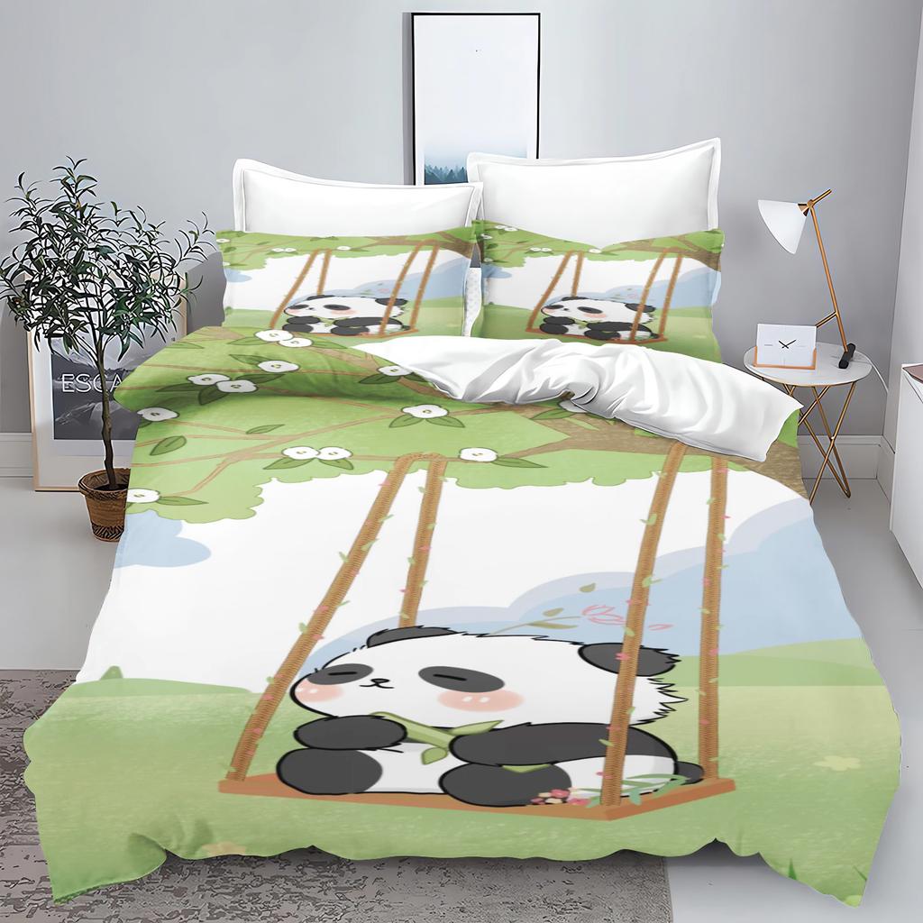 Panda Duvet Cover Set 3D Children'S Bedding Set Cotton Covers 3-Piece 1 Quilt Cover 100% Polyester Home Decor