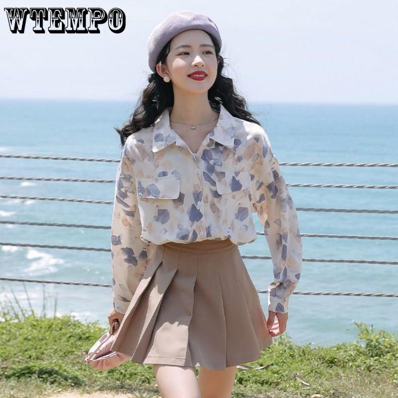 Vintage Tea Break Shirt Women's Spring and Autumn Blouse Loose Long-sleeved Japanese First Love Shirt with Design Feeling