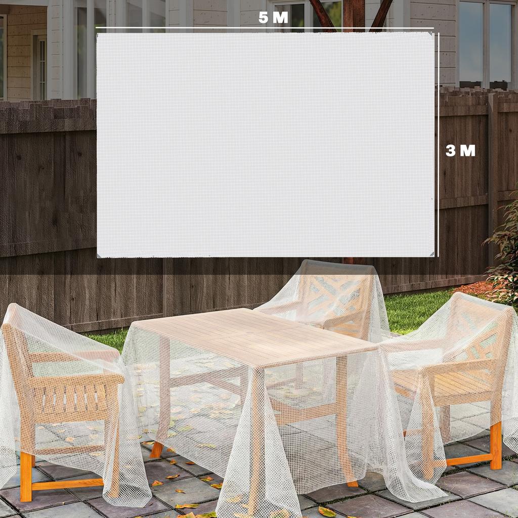 3 x 5m Waterproof Tarpaulin Heavy Duty 140GSM PE Tarp White