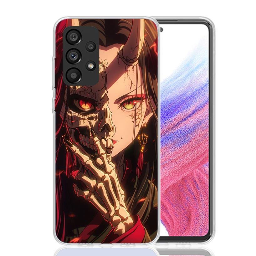 Japanese Oni Mask Girl Phone Case For Samsung Galaxy A52 A32 A22 A12 A02S A50S A30S A51 A31 AA71 Note 20 Ultra 10 S10 Plus Galax