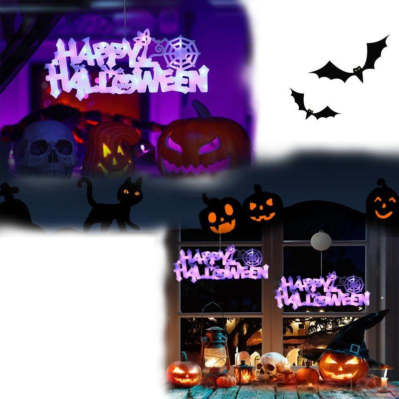 Halloween LED Neon Sign Lights Acrylic Window Lighting Decor Night Lights Lamp