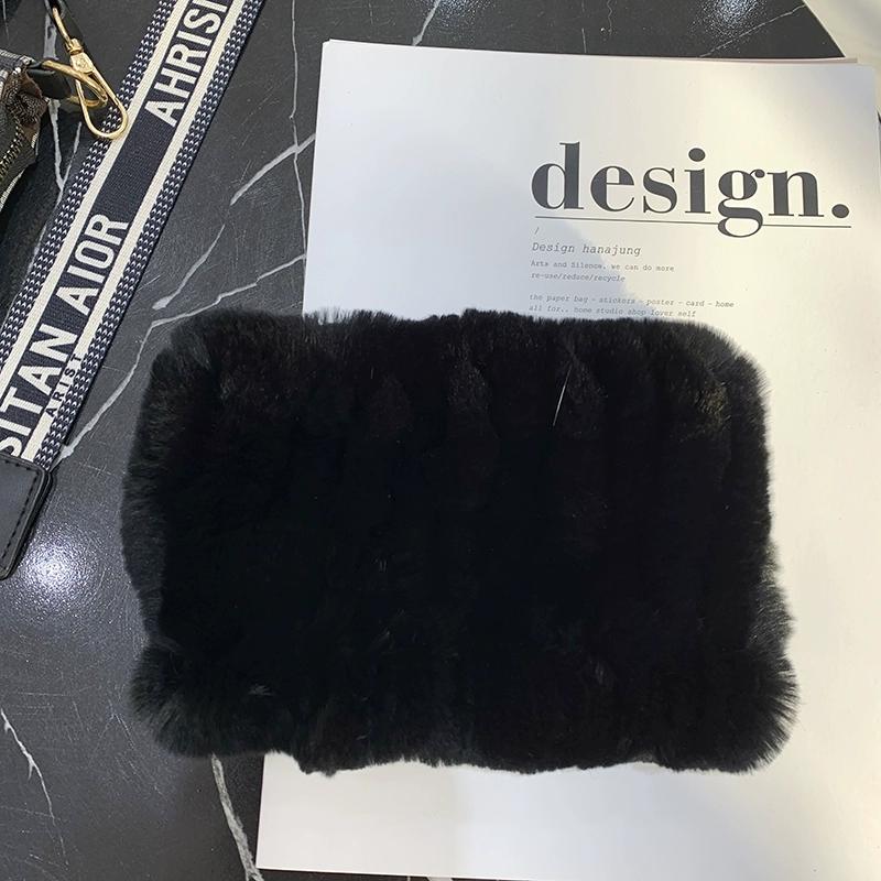Rex Rabbit Hair Neck Cover Women's Winter Elastic Mesh Scarf Headband Versatile Real Fur Plush Headgear Children's Scarf
