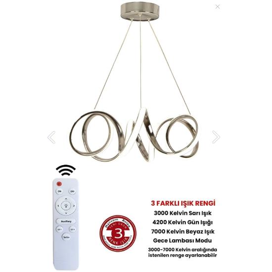 

3 Color Remote Controlled Chrome Dimmer Led Chandelier Curved Led Chandelier