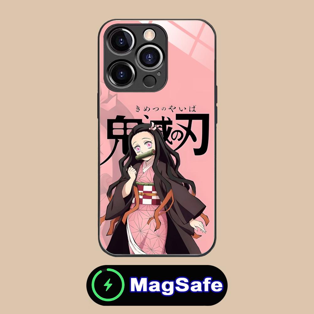 Demon Slayer Nezuko Phone Case for iPhone 16 15 14 13 12 11 Pro Max Plus Mini MagSafe Glass Colour Printing Cover Luxury