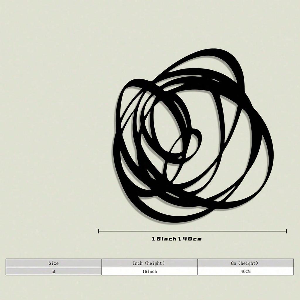 Metal Wall Art Sculpture Black Modern Circular Design Indoor Outdoor Decor