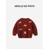 French Arielle De Pinto Girls' Bow-Knot Sweater Autumn and Winter Fashionable and Cute Girls' Thickeneded Top