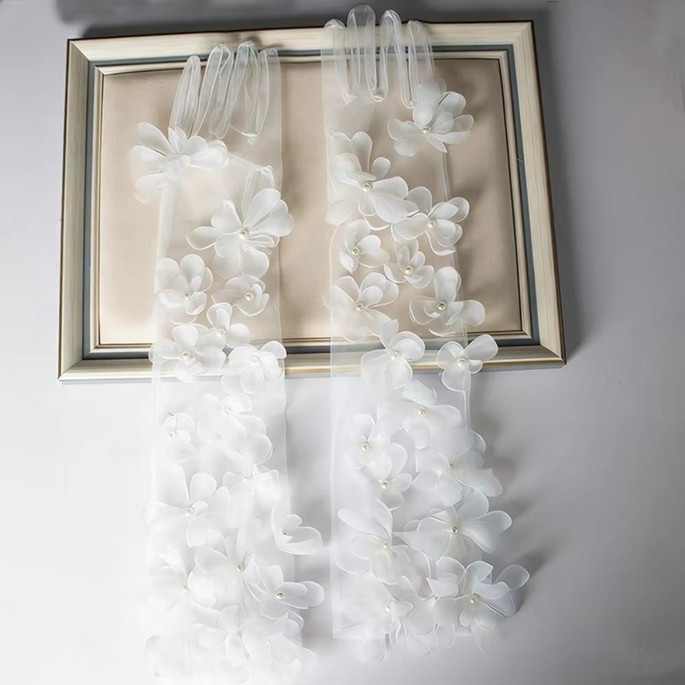 Pearl Long Gloves Elegant Bridal Gown Accessories  Travel Photography