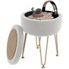 5L Velvet-Feel Storage Ottoman - Cream White