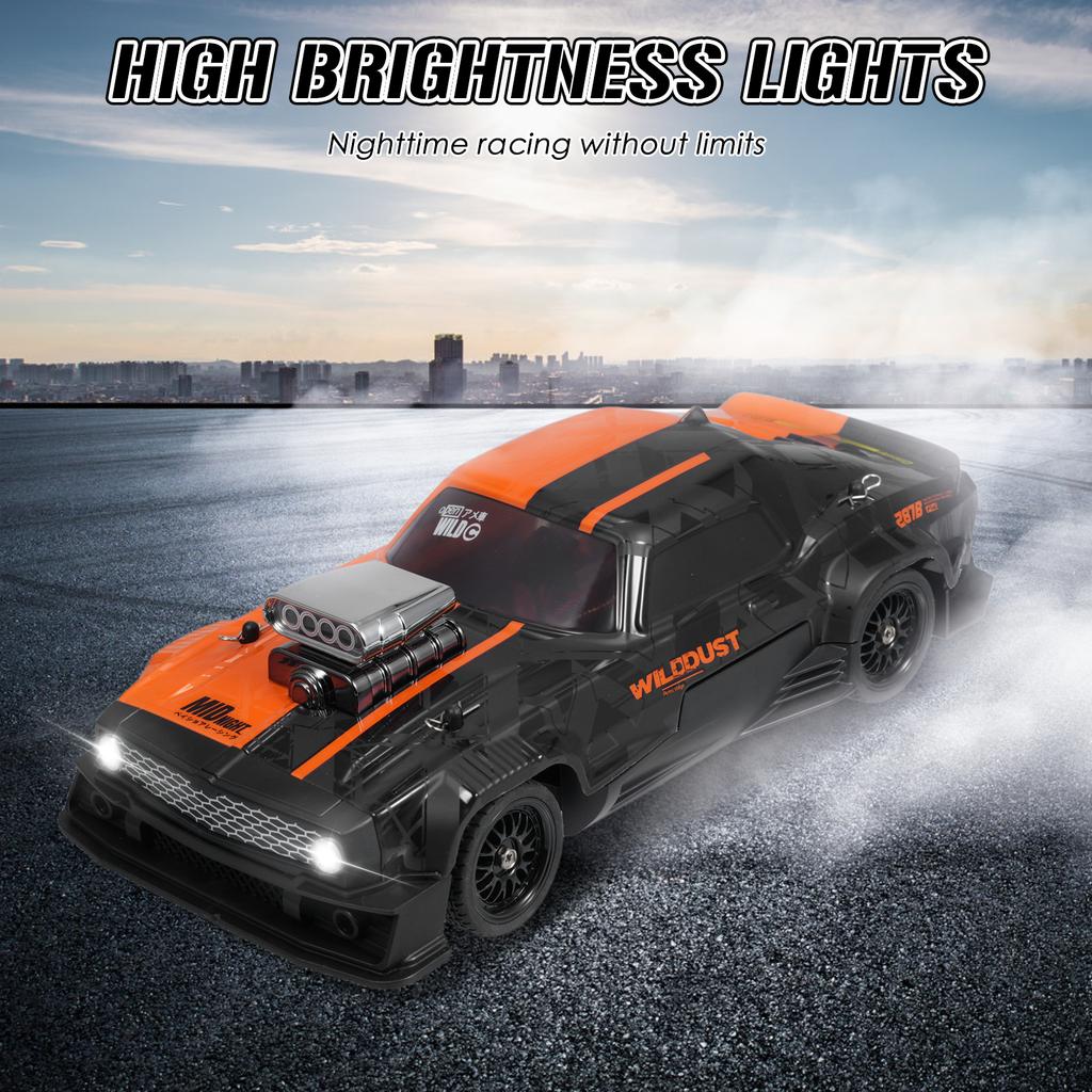 Remote Control Drift Car, 2.4GHz 1:16 Scale 4WD 50KM H High Speed Model Vehicle with Gyro, LED Lights Drifting Tires,