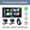 5.5'' Motorcycle Touch Screen GPS Navigator Dual BT IP67 Waterproof Wireless CarPlay Android Auto Connected View Camera In Time