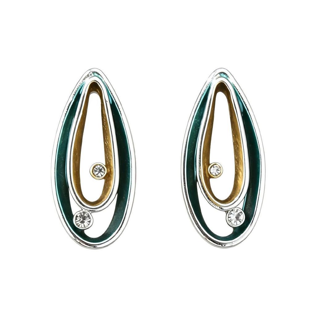 Gentle hand-painted enamel color water drop stud earrings European and American style simple design niche temperament versatile earrings