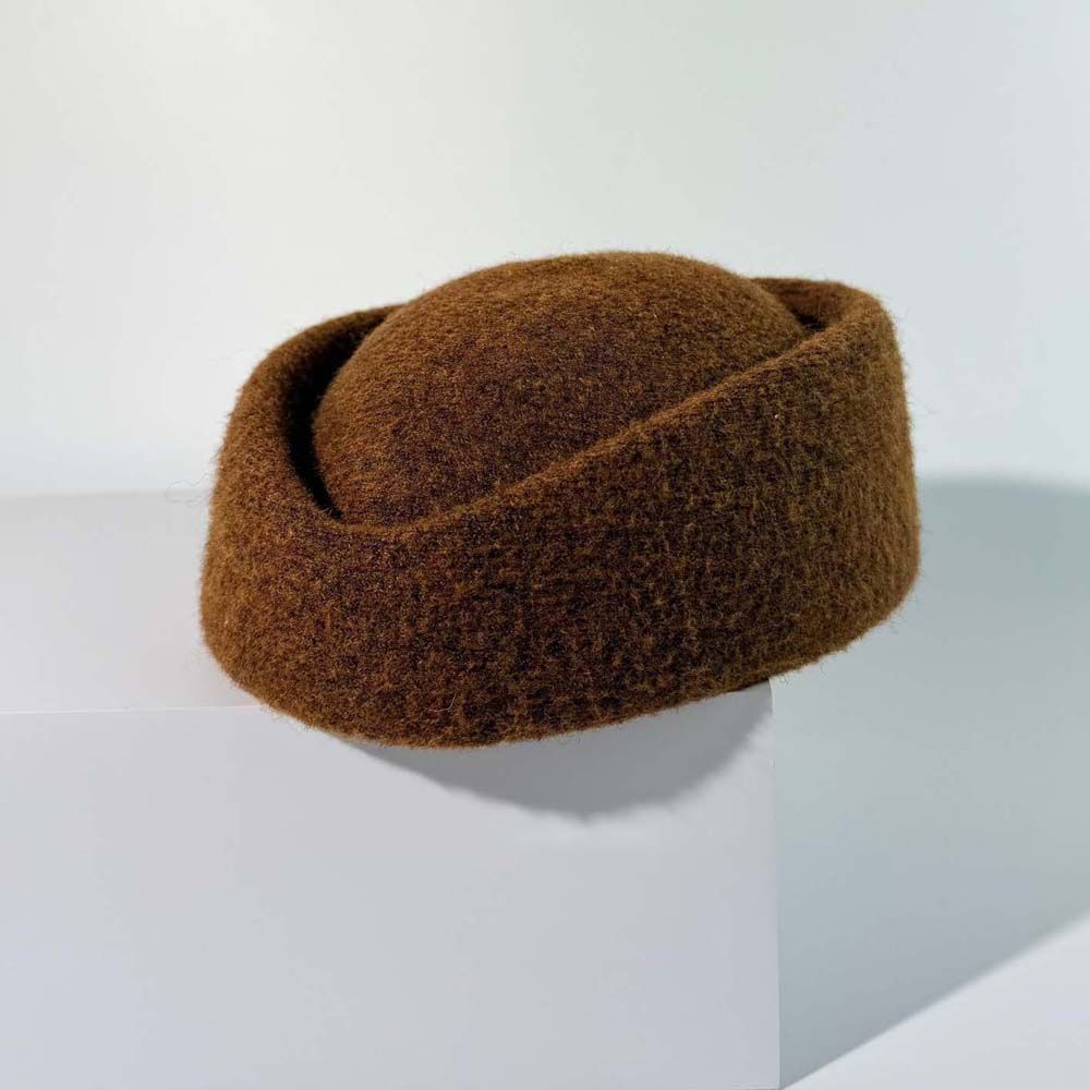 Weicher Stewardessen Pillbox Hut Unifarbener Unifarbener Fedora Warmer Beanie Mütze Herbsthochzeit