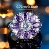 Cute Female Purple Zircon Stone Flower Ring Silver Color Engagement Charm Wedding Jewelry For Women