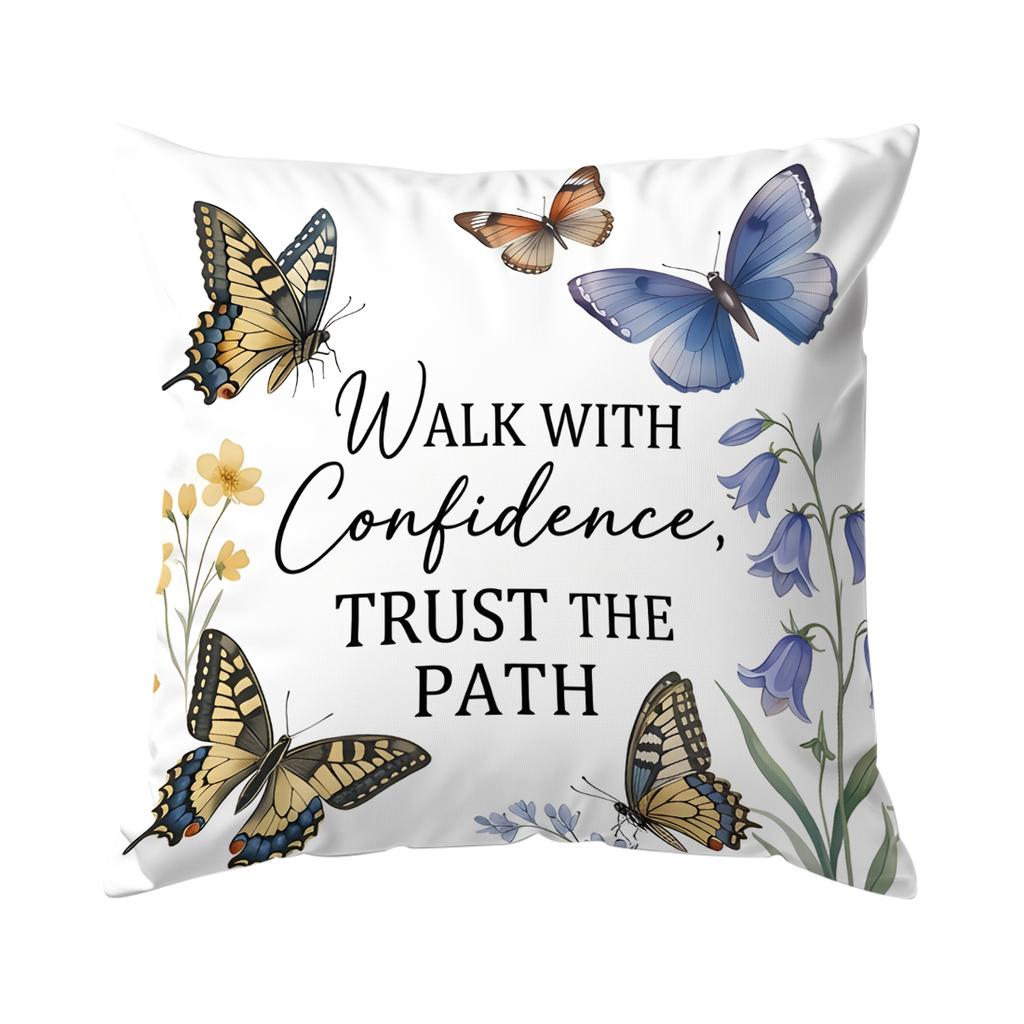4 Stück Schmetterling Blume Motto Design Kissen Kissenbezug Polyester Kissenbezug Dekokissen Kissenbezug Haus Auto Sofa Dekor