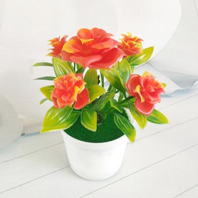 Potted Plant Lifelike Artificial Plastic Simulation Flowers Pot for Home