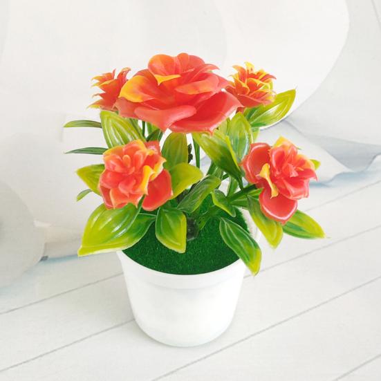 Potted Plant Lifelike Artificial Plastic Simulation Flowers Pot for Home