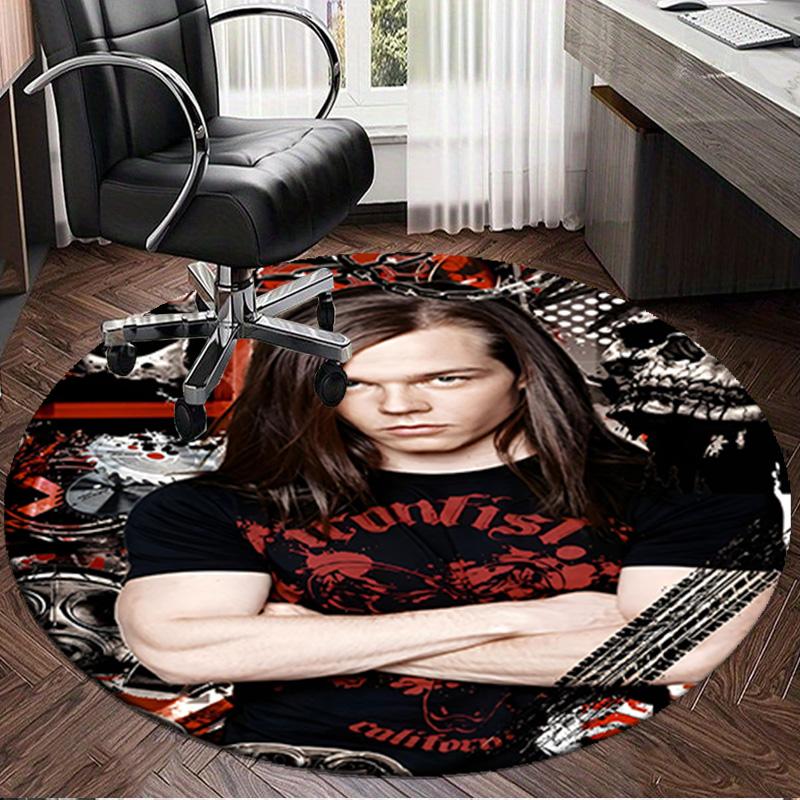 1PC Tokyo-Hotel Music Round Rug, Non-slip Chair Mat, Home Decor, Circle Carpet Perfect for Office, Bedroom, Living Room,Christmas Gift