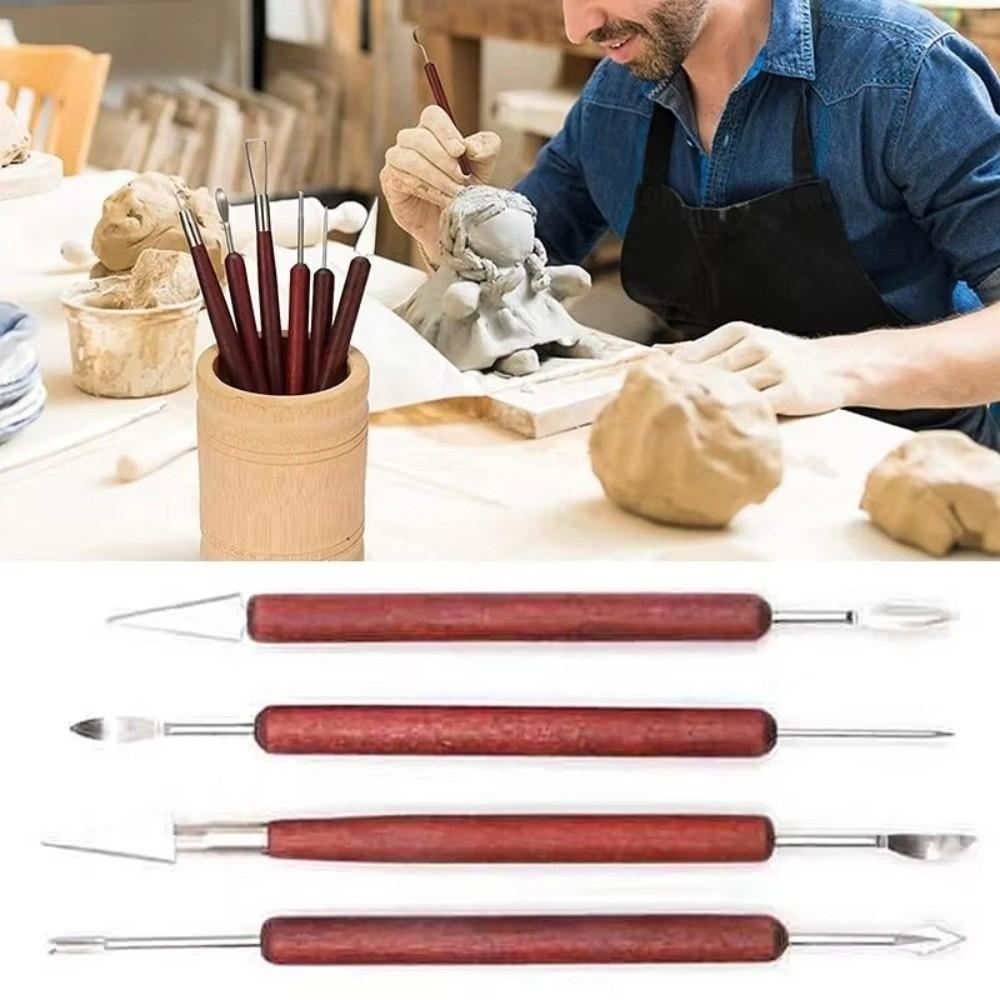 6PCS with Red Wood Handles Professional Clay Sculpting Set Sculpture Modeling Tools