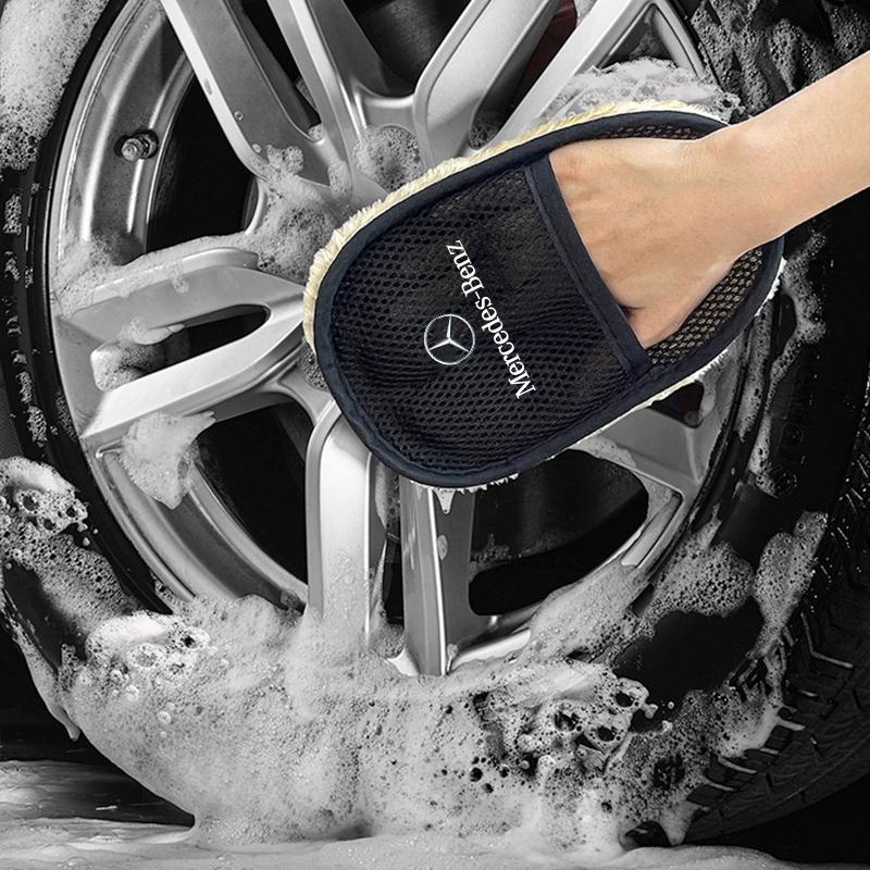 WLX4 For Mercedes Benz W210 W176 AMG CLS CLE CLA GLA GLB GLS Class A GLE W222 Car Plush Cleaning Gloves Thickening Wool Wash Towel