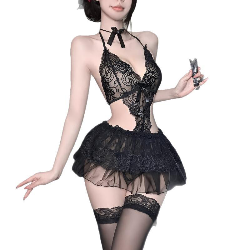 Sexy Lingerie Sexy Lace Open File One-piece Three-point Temptation Hot Pajama Skirt Uniform Suit Sexy Lingerie