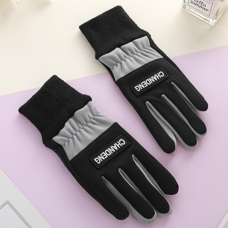 Fleece gloves women's autumn and winter warm cycling cold driving cute waterproof winter outdoor warm gloves
