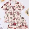 2025 Summer Multi-Color Print Short Sleeve Shorts Homewear Set