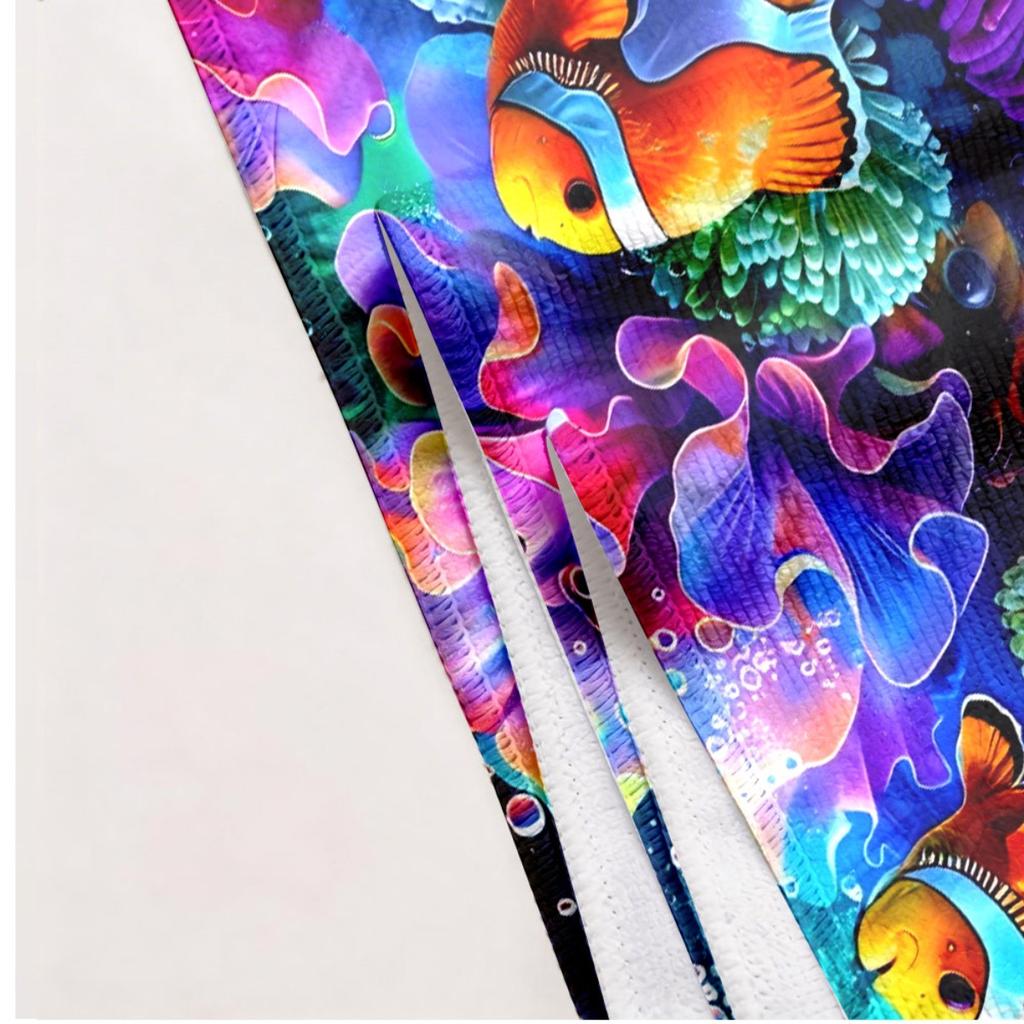 Watercolor Clownfish and Coral Reefs polyester microfiber beach towel is highly absorbent, suitable swimming and beach outings