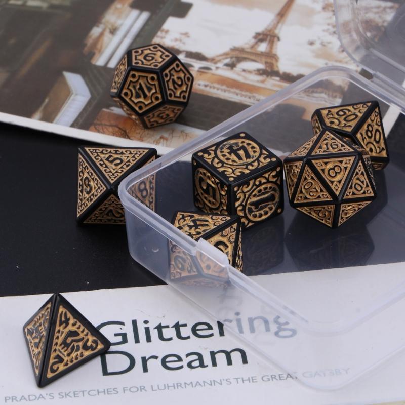 7Pcs/set Polyhedral Acrylic Dices Multiple Face Various Shape Digital Game Dices for Club Party Family Board Game Props