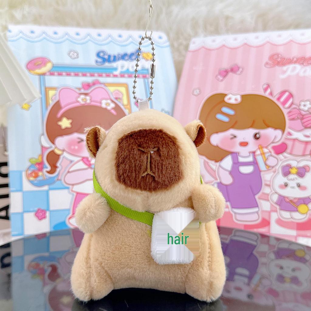 Viral Capybara Backpack Charm: Plush Toy Keychain and Pendant