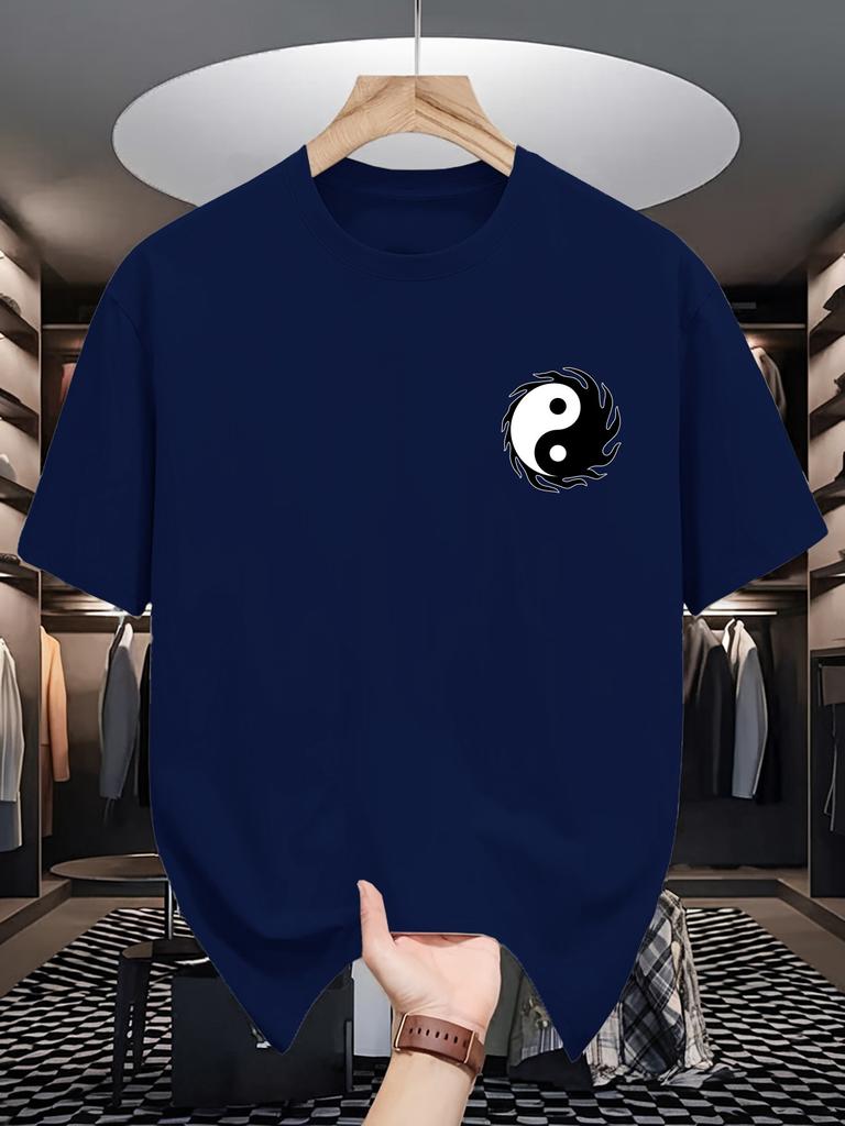 Unisex Crew Neck Tee Yin Yang Flame Symbol Print Soft Cotton Breathable Loose Casual Short Sleeve Summer Daily Outdoor Street Tops