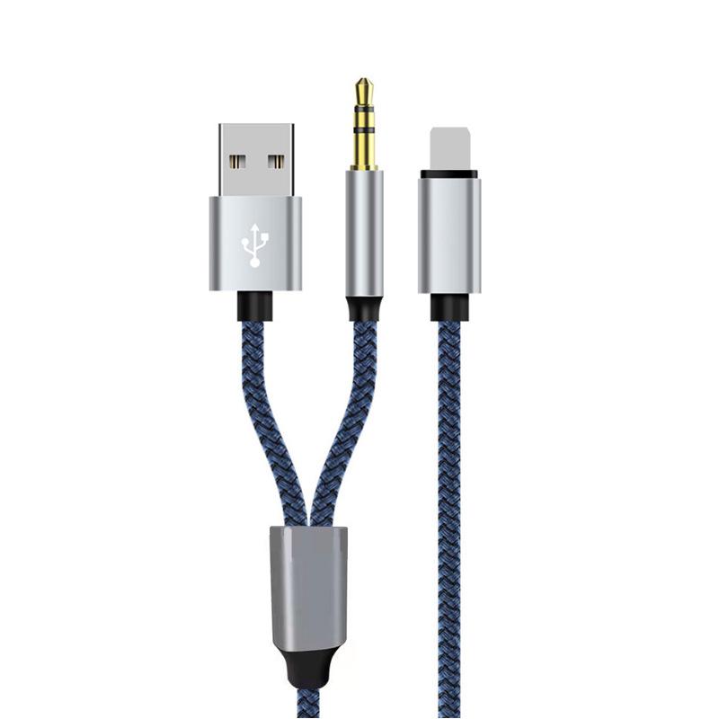 Apple Type-C to 3.5mm AUX Audio Cable for Mobile Phones - Multi-Function Three-in-One Car Speaker Connection