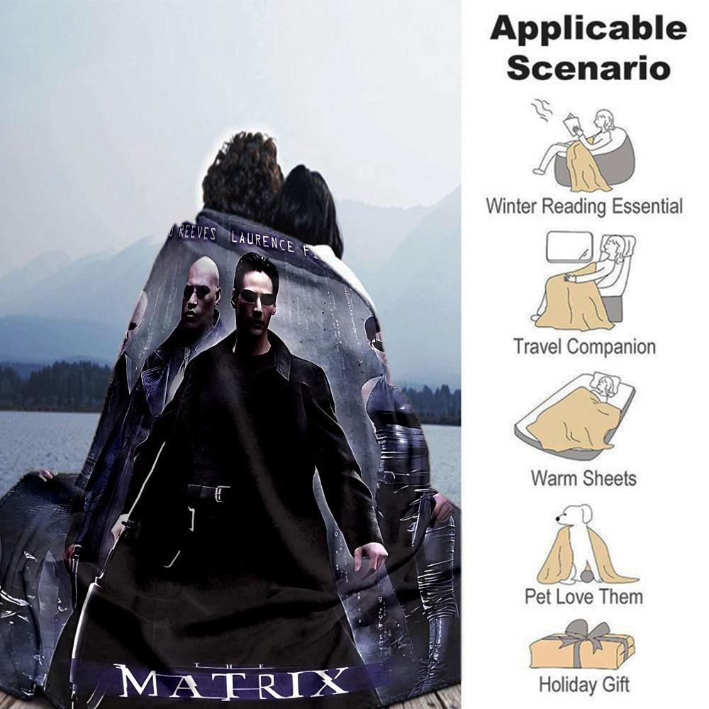 1pc Keanu Reeves Laurence Fishburne Flannel Blanket Soft Warm Throw for Home, Office, Travel, All-Season Cozy Bedding GiftL1121