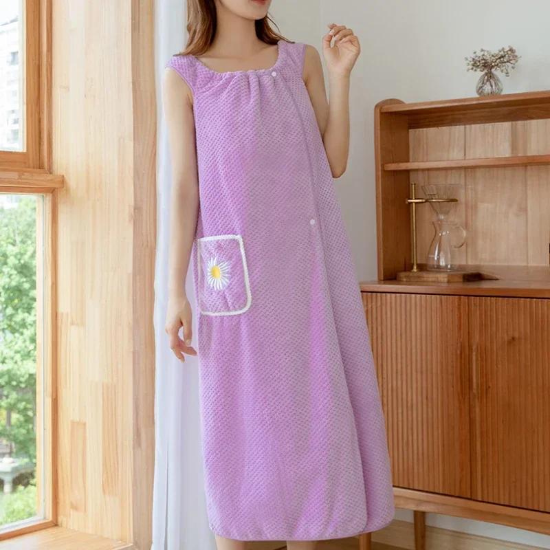 100x130CM Highly Absorbent Ultra-Soft Women Bathrobe Wearable Bath Towel Quick Dry Absorb Water Bath Towel Bathrooom Accessories