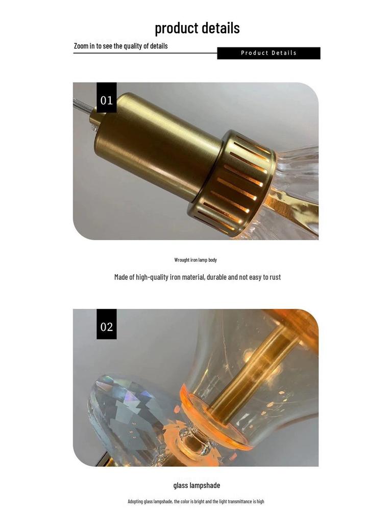 Modern European Glass Chandelier for Restaurant, Bedroom, or Stairwell