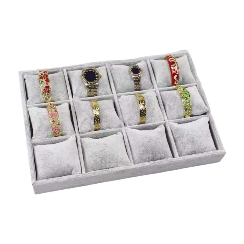 Plush Watch Display Trays Featuring 12 Grids For Organized Jewelry Presentation Luxury Flannel Jewelry Display Box
