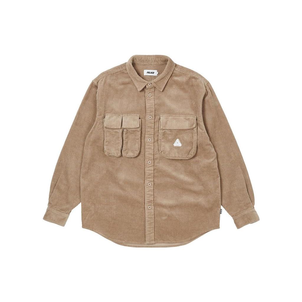 Palace Cargo Cord Shirt Stone Unisex Tops Brown P23SHT073