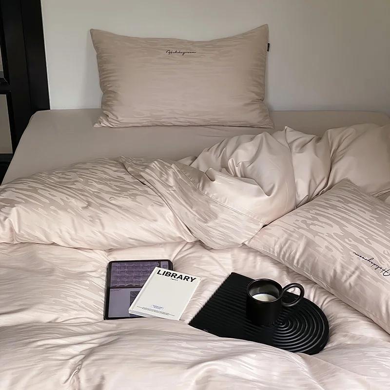 High-end Jacquard 100% Cotton Double Duvet Cover Set 220x240 Luxury Cotton Tribute Satin Bedding Sets Queen Size Bedding Set