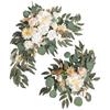 2 Stück künstlicher Kranz handgefertigt zum Aufhängen an der Wand Haustür Heimdeko Schmuck DIY Hochzeitsbogen Blume für Innen Festival Party