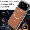 Brown Leather Magnetic Charging Phone Case For iPhone 17 12 13 14 15 16 Pro Max Air Luxury Plating Ultra Thin Shockproof Cover