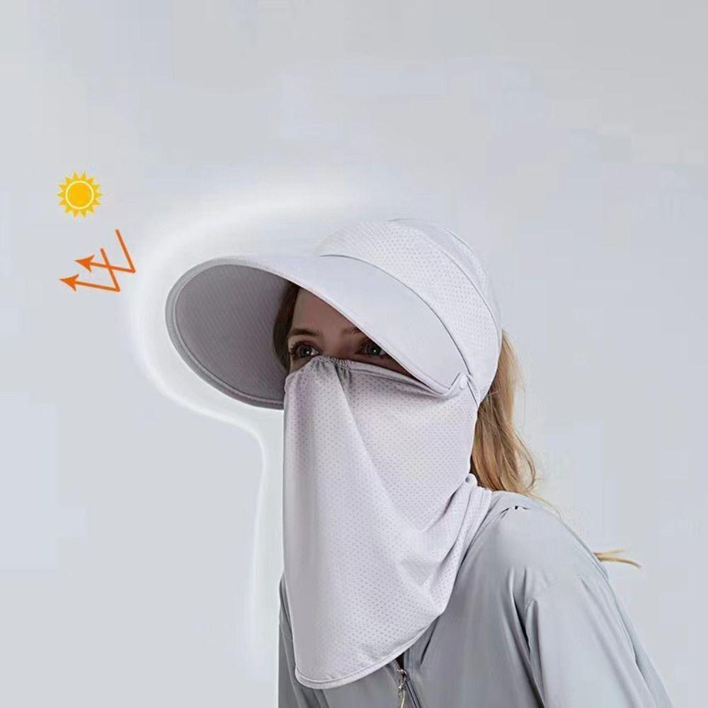 Face Protection Empty Top Hat Wide Brim Face Cover  Hat Fashion Women Sun Hat  Women