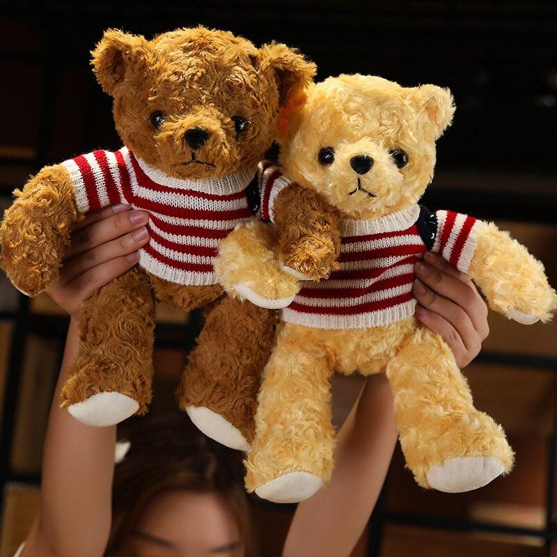 Kawaii Hug Sweater Teddy Bear Plush Dolls Lovely Bear with Clothes Holding Heart Pillow Nice Wedding Valentine 'S Gifts