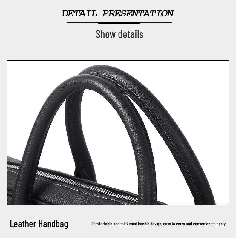 Men's Genuine Leather Water-Resistant Briefcase: High-End, Large-Capacity Commuter Bag