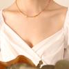 Summer Wind Careful Machine Notch Lucky Double Brand Clavicle Chain, Titanium Steel Plated 18K Real Gold Necklace P569