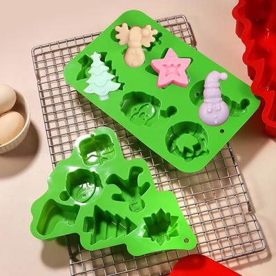 Christmas Silicone Molds,Large Size Xmas Baking Mold for Mini Cakes,Santa Shape Silicone Mold Cake Mold