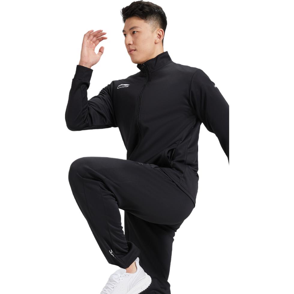 Li Ning Stand Collar Sports Jacket And Casual Pants Hoodie Set Unisex Sets Black YWEU053-1