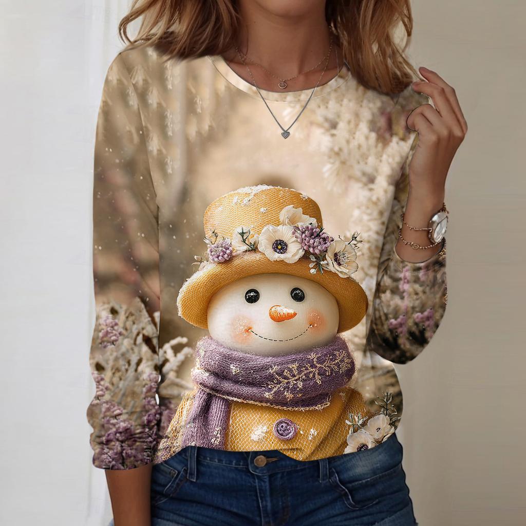 Long Sleeve Shirts For Women Cute Print Graphic Tees Blouses Casual Plus Size Basic Tops Pullover